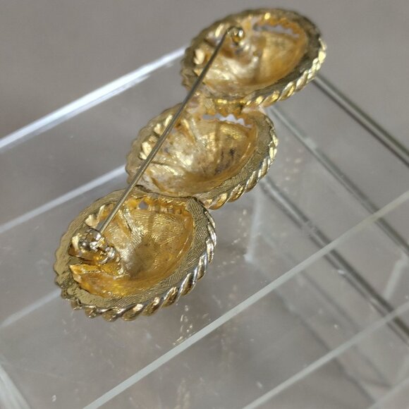 Lion Head Bar Brooch Pin Vintage 1980s Gold Tone Rope Detail 3 Inches Bold - Picture 7 of 10